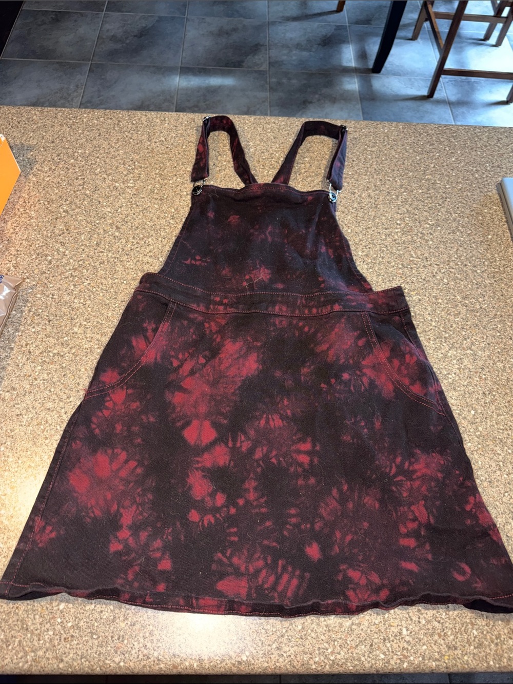 Hot Topic Tie-Dye Burgundy & Black Overall Dress